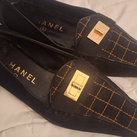 Vintage Chanel Square Toe Loafers - Picture 1 of 7